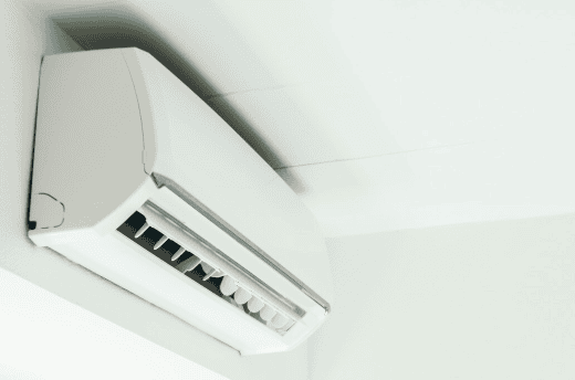 An air conditioner installed in a home.