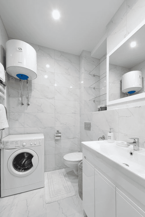 a bathroom with a boiler.