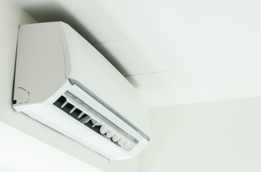 An air conditioner installed in a home.